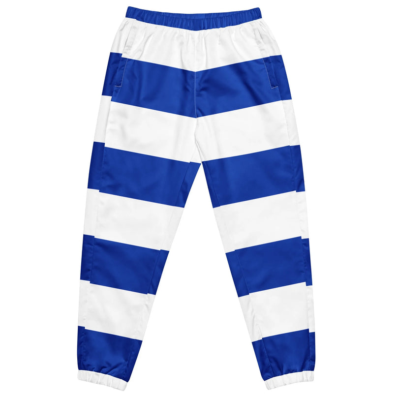 Pantalon ample à rayures horizontales blanches et bleues, inspiré du style décontracté et festif du Brésil. Idéal pour refléter l'énergie vibrante des plages et des fêtes brésiliennes, tout en offrant confort et allure moderne.