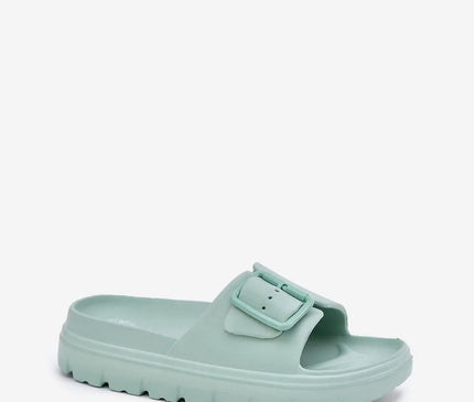 Claquettes pour femmes en mousse vert pastel avec plateforme de 4 cm, boucle avec sangle réglable et semelle légère et confortable, idéales pour la piscine, les vacances ou le jardin.