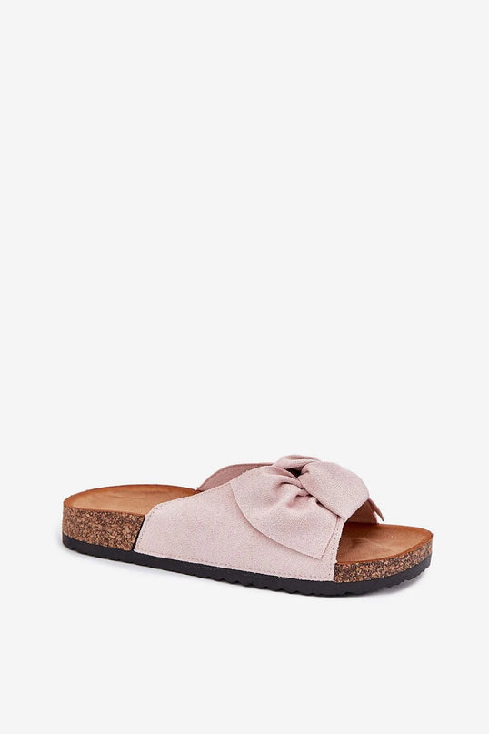 Sandales boho chic d'inspiration brésilienne avec nœud décoratif sur le dessus, semelle en liège confortable et style décontracté pour l'été.